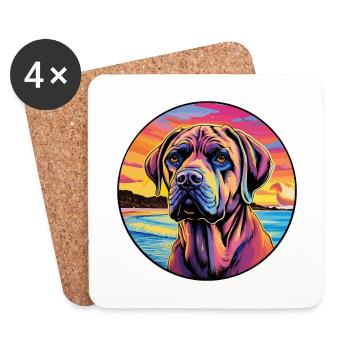 Mallorca Mastiff Race De Chien Coloré Cartoon Waterc - Dessous de verre (lot de 4) - blanc - Devant