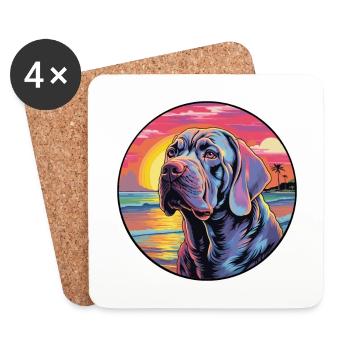 Mastiff napolitain race de chien coloré dessin animé Wate - Dessous de verre (lot de 4) - blanc - Devant