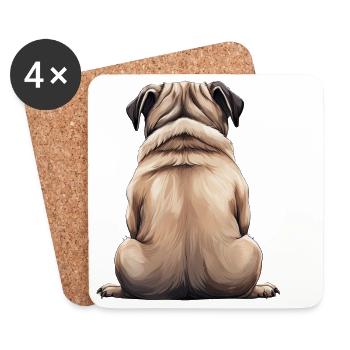 Mops - Untersetzer (4er-Set) - Weiß - Vorne