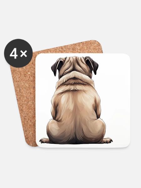 Mops - Untersetzer (4er-Set) - Weiß