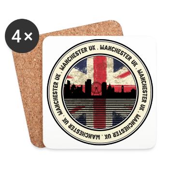 Manchester UK Skyline-Abzeichen - Untersetzer (4er-Set) - Weiß - Vorne