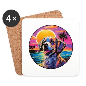 Perdiguero Navarro Dog Breed Colorful Cartoon Wate - Coasters (set of 4) - white - Front