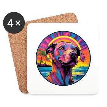 Sabueso Fino Colombiano Race de chien Dessin animé coloré - Dessous de verre (lot de 4) - blanc - Devant