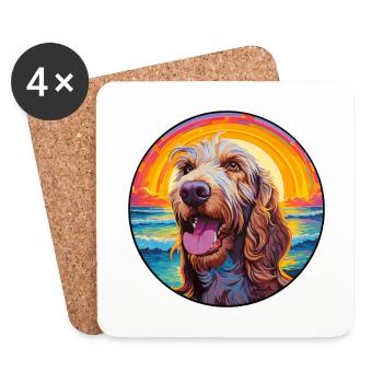 Spinone Italiano Dog Breed Colorful Cartoon Waterc - Coasters (set of 4) - white - Front