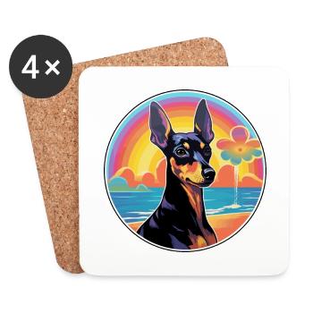 Toy Manchester Terrier Dog Breed Colorful Cartoon - Coasters (set of 4) - white - Front