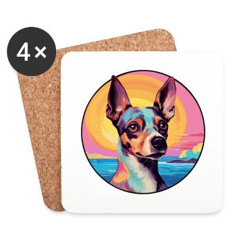 Jouet Fox Terrier Race De Chien Coloré Cartoon Waterco - Dessous de verre (lot de 4) - blanc - Devant