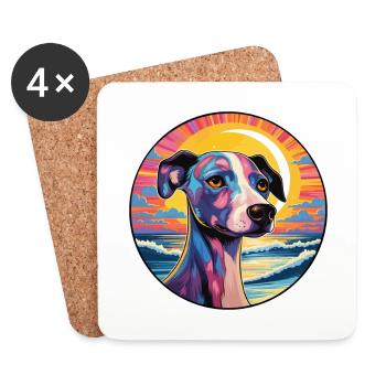 Whippet Hund Rasse bunte Karikatur Aquarell - Untersetzer (4er-Set) - Weiß - Vorne