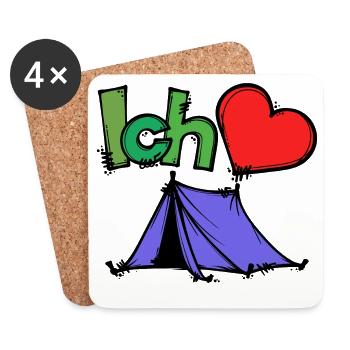 Tents Camping Camper Statement Wanderlust Heart - Coasters (set of 4) - white - Front