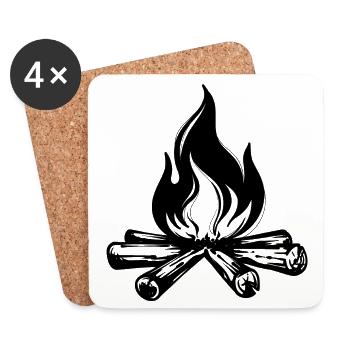 Lagerfeuer Campingplatz Camping Wanderer Chillen - Untersetzer (4er-Set) - Weiß - Vorne