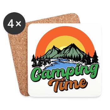 Nature Mountains Camping Statement Campsite Relax - Coasters (set of 4) - white - Front