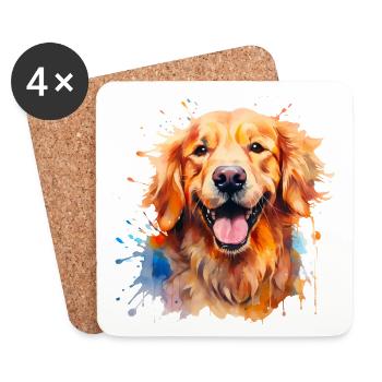 Aquarell Golden Retriever - Untersetzer (4er-Set) - Weiß - Vorne