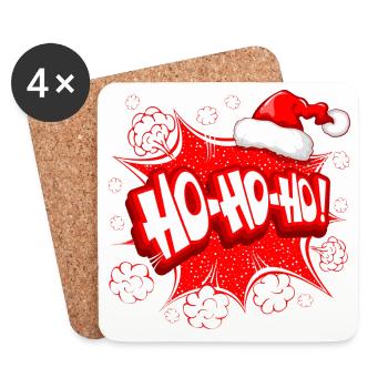Noël, père Noël, joyeuses fêtes - Dessous de verre (lot de 4) - blanc - Devant