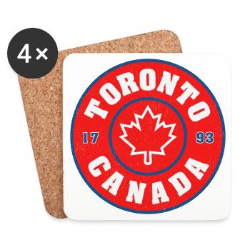 Emblème rond du Canada à Toronto : feuille d’érable - Dessous de verre (lot de 4) - blanc - Devant