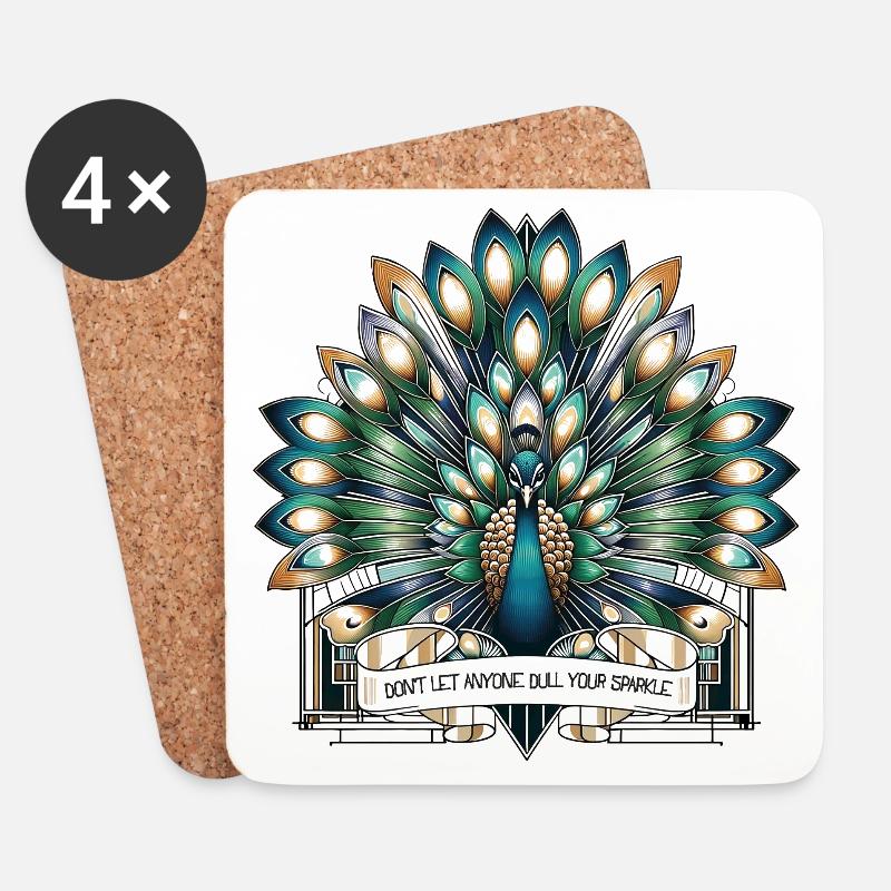 don't let anyone dull your sparkle - pfau - positi - Untersetzer (4er-Set) - Weiß