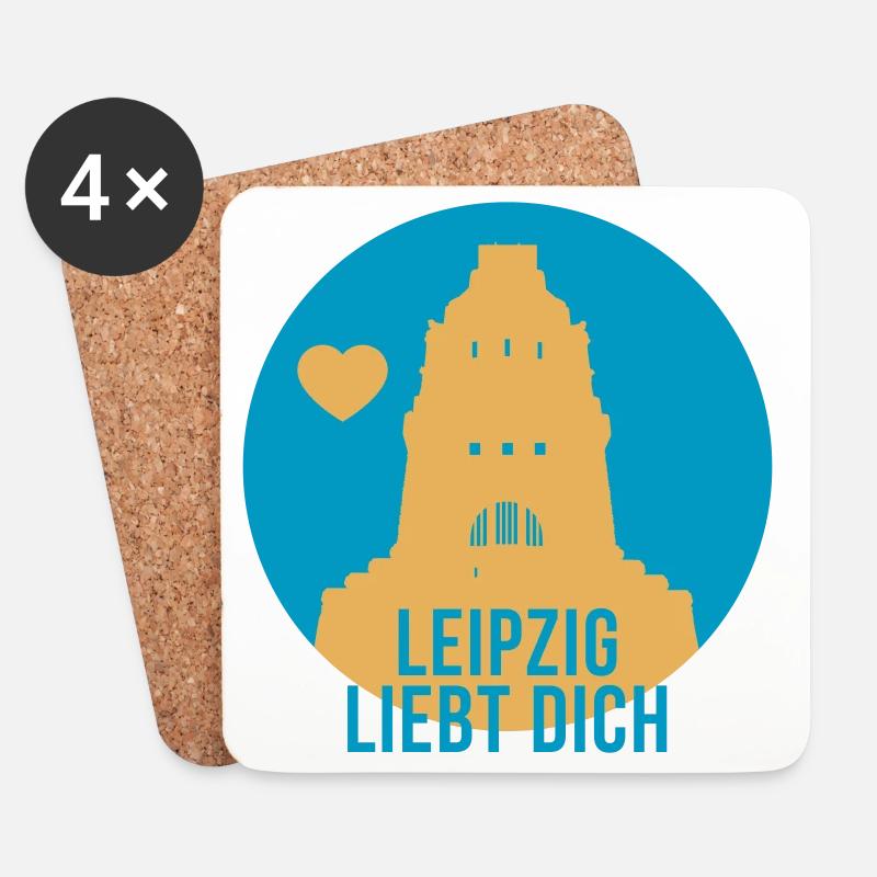 Leipzig liebt dich - Untersetzer (4er-Set) - Weiß
