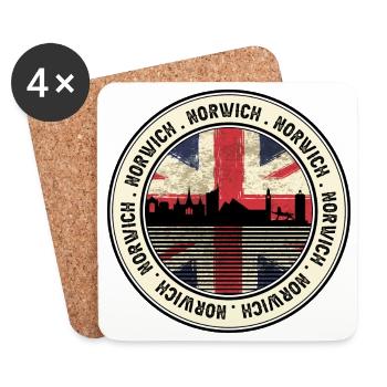 Norwich Union Jack Skyline Badge - Coasters (set of 4) - white - Front