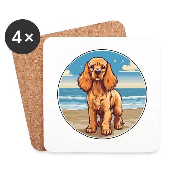 American Cocker Spaniel race de chien Cartoon Kawaii - Dessous de verre (lot de 4) - blanc - Devant