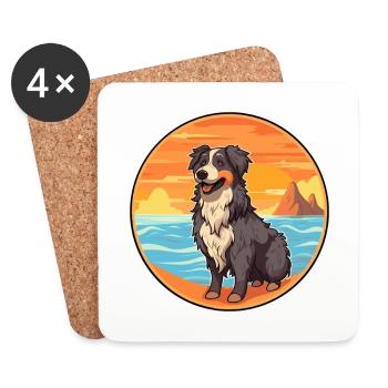 Afghanischer Schäferhund Rasse Cartoon Kawaii Clipart - Untersetzer (4er-Set) - Weiß - Vorne