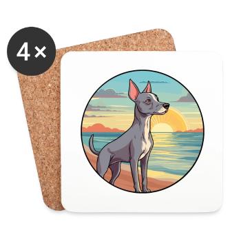 American Hairless Terrier Hunderasse Cartoon Haustier - Untersetzer (4er-Set) - Weiß - Vorne