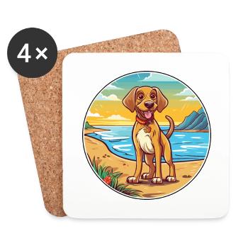 Ariegeois chien race dessin animé kawaii clipart chien animal de compagnie - Dessous de verre (lot de 4) - blanc - Devant
