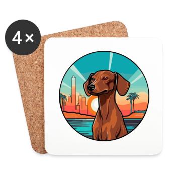 Azawakh Dog Breed Cartoon Kawaii Clipart Dog Pet - Coasters (set of 4) - white - Front