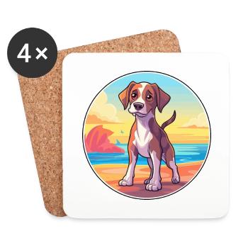 Arménien Gampr Chien Race Dessin animé Kawaii Clipart - Dessous de verre (lot de 4) - blanc - Devant