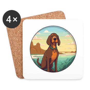 Bavarian Mountain Hound Dog Breed Cartoon Kawaii - Coasters (set of 4) - white - Front