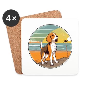 Beagle Harrier Hund Rasse Cartoon Kawaii Clipart - Untersetzer (4er-Set) - Weiß - Vorne