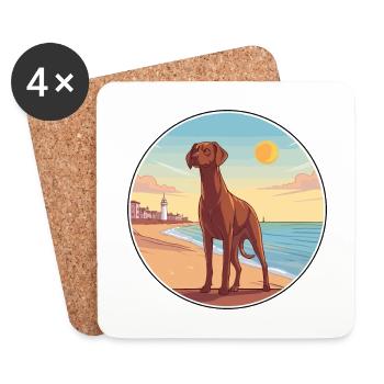 Belgian Pointer Dog Breed Cartoon Kawaii Clipart - Coasters (set of 4) - white - Front