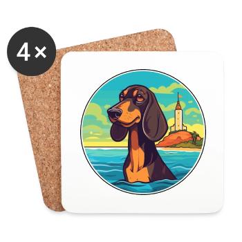 Schwarzwälder Hund Rasse Cartoon Kawaii Hund - Untersetzer (4er-Set) - Weiß - Vorne