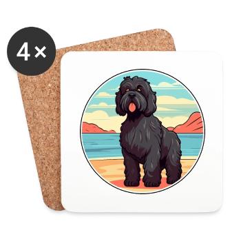 Race de chien Terrier russe noir Cartoon Kawaii Dog - Dessous de verre (lot de 4) - blanc - Devant
