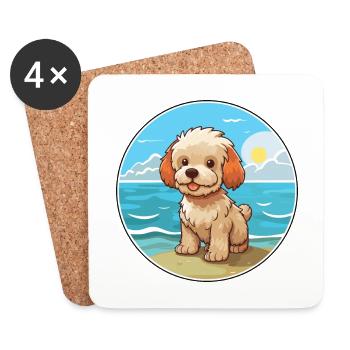 Bichon Yorkie Hund Rasse Cartoon Kawaii Clipart Hund - Untersetzer (4er-Set) - Weiß - Vorne