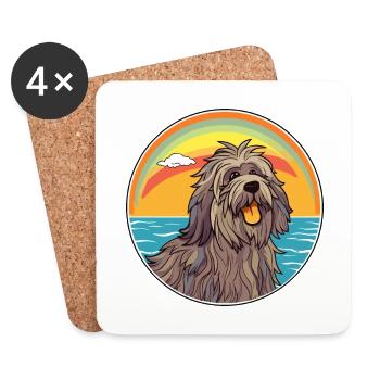 Bergamasco Dog Breed Cartoon Kawaii Clipart Dog - Coasters (set of 4) - white - Front