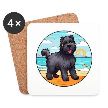 Bouvier Des Flandres Race De Chien Cartoon Kawaii Chien - Dessous de verre (lot de 4) - blanc - Devant