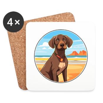 Burgos Pointer chien race Cartoon Kawaii Clipart - Dessous de verre (lot de 4) - blanc - Devant