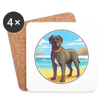 Cane Corso Dog Breed Cartoon Kawaii Clipart Dog - Coasters (set of 4) - white - Front