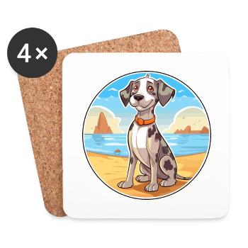 Catahoula Cur chien race Cartoon Kawaii Clipart chien - Dessous de verre (lot de 4) - blanc - Devant