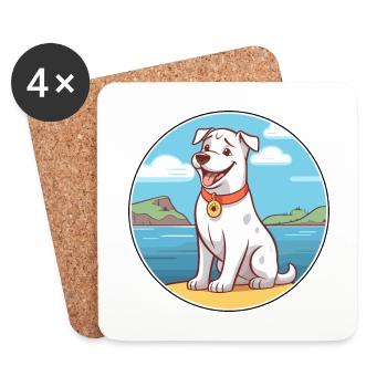 Labrador canadien Husky chien race Cartoon Kawaii - Dessous de verre (lot de 4) - blanc - Devant