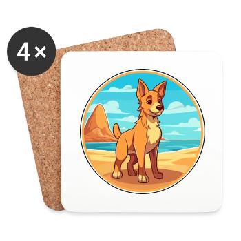Chinook Dog Breed Cartoon Kawaii Clipart Dog Pet - Coasters (set of 4) - white - Front
