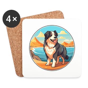 Carpathian Shepherd Dog Breed Cartoon Kawaii Dog - Coasters (set of 4) - white - Front