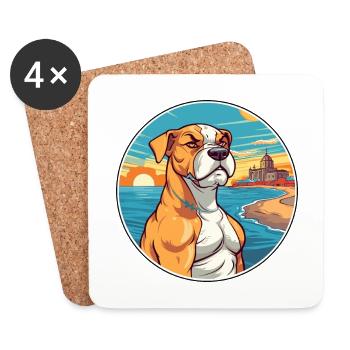 Cordoba Fighting Dog Breed Cartoon Kawaii Clipart - Coasters (set of 4) - white - Front