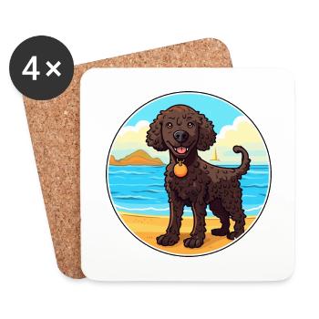 Bouclés à poil Retriever chien race Cartoon Kawaii - Dessous de verre (lot de 4) - blanc - Devant