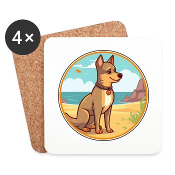 Tschechoslowakische Vlcak Hunderasse Karikatur Kawaii Hund - Untersetzer (4er-Set) - Weiß - Vorne
