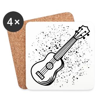 Ukulele Zeichnung - Untersetzer (4er-Set) - Weiß - Vorne
