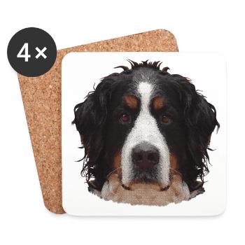 süße Geschenke, Berner Sennen Hund - Untersetzer (4er-Set) - Weiß - Vorne