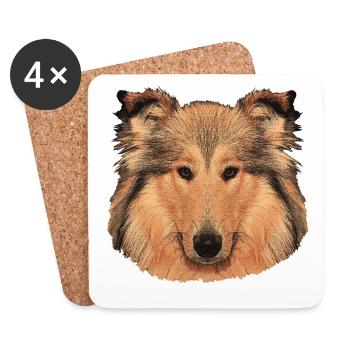 hunde tees mädchen, langhaar collie - Untersetzer (4er-Set) - Weiß - Vorne