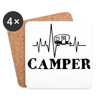 Camper Camping Saying Caravan Holidays Relax - Coasters (set of 4) - white - Front