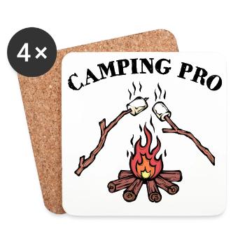 Campfire Campsite Statement Camping Camper - Coasters (set of 4) - white - Front
