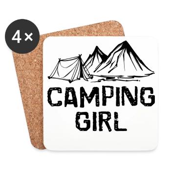 Camping, Randonneur, Déclaration, Montagnes, Camping, Chilling - Dessous de verre (lot de 4) - blanc - Devant