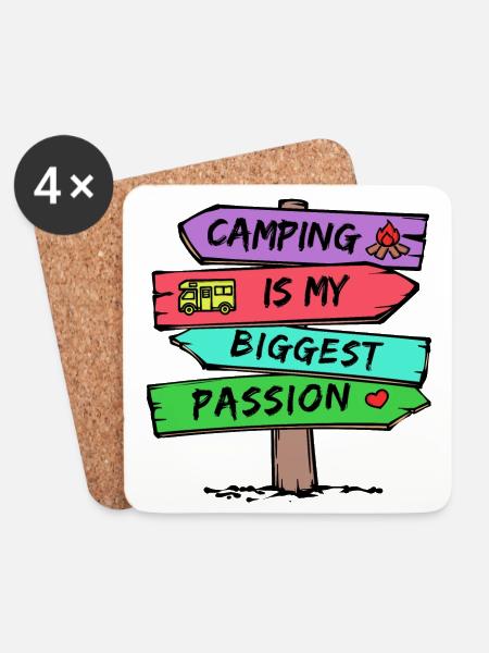 Camping Statement Wohnwagen Camper Urlaub Wanderer - Untersetzer (4er-Set) - Weiß